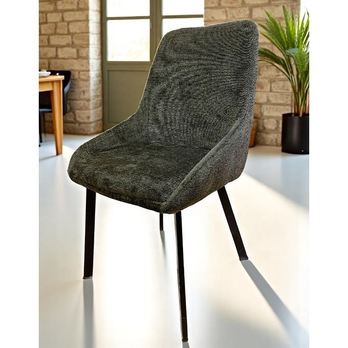 Chaise MARIZAN Tissu Chenille Kaki 50x50xH86cm