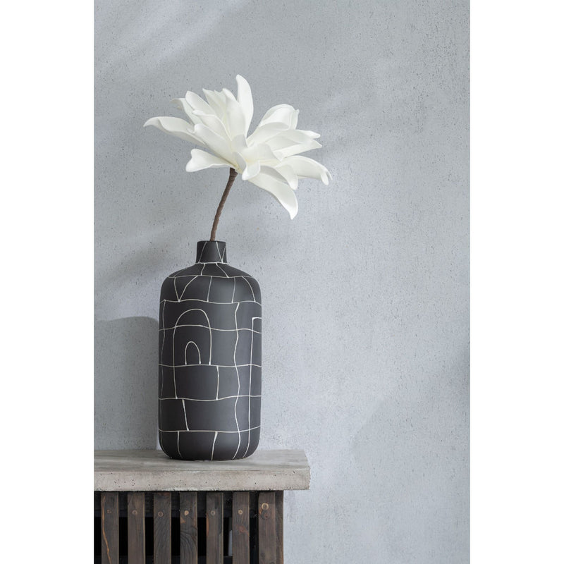 FLEUR FEUILLE 1 TETE EVA BLANC (28x28x71cm)