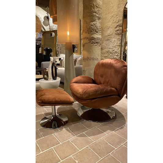 Fauteuil+ repose pied IZOP velours Fox