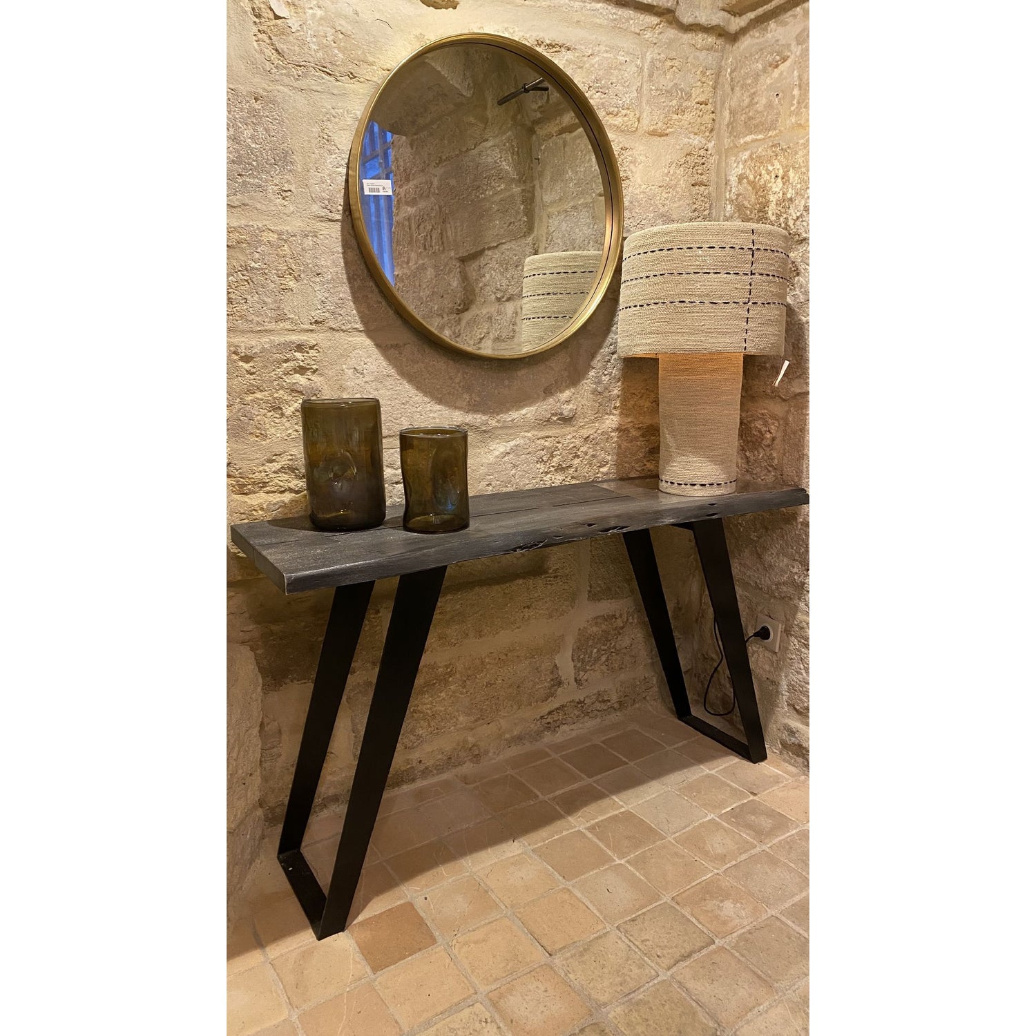 Console BRANDO Acacia Grisé 130x40H76cm