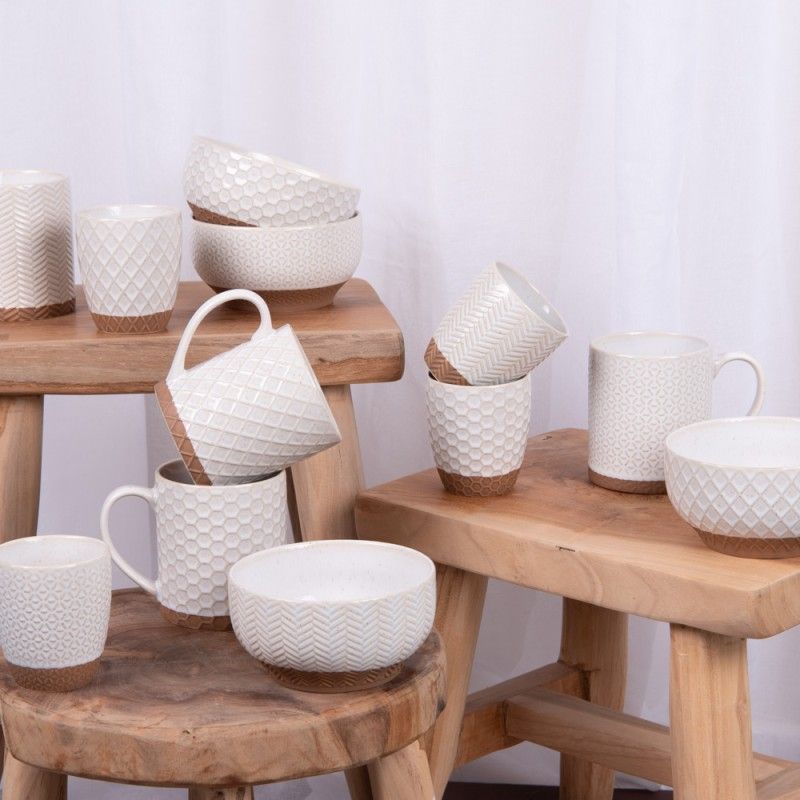 Coffret 4 coupelles jaspe beige 12 cm