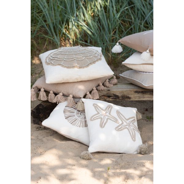 COUSSIN ÉTOILE MER CREME/BEIGE 45x45x15cm