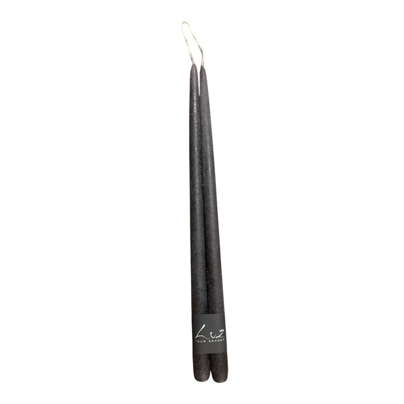 Paire de Bougies Rustiques Noires H40 cm