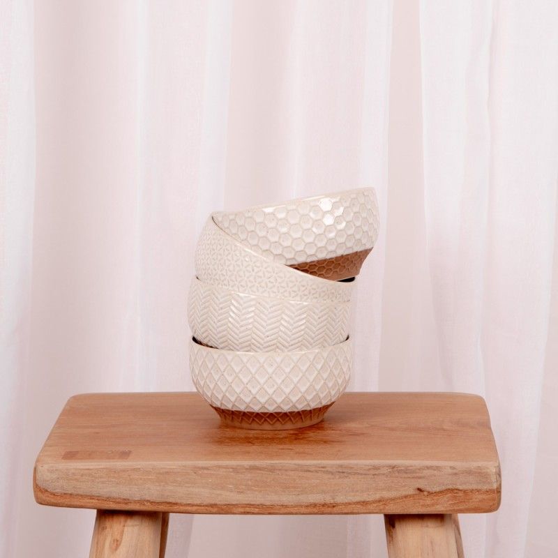Coffret 4 coupelles jaspe beige 12 cm