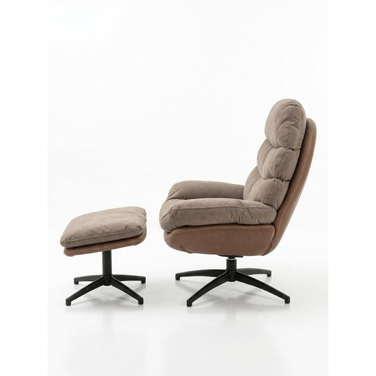 Fauteuil Relax + Repose Pieds RIALTO Havane Ø80xH105cm