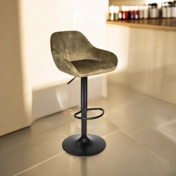 Tabouret de bar SOMAN velours Lichen 51x51xH107cm