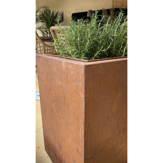 Jardinière Carrée Métal Rouillé 40x40xH60cm