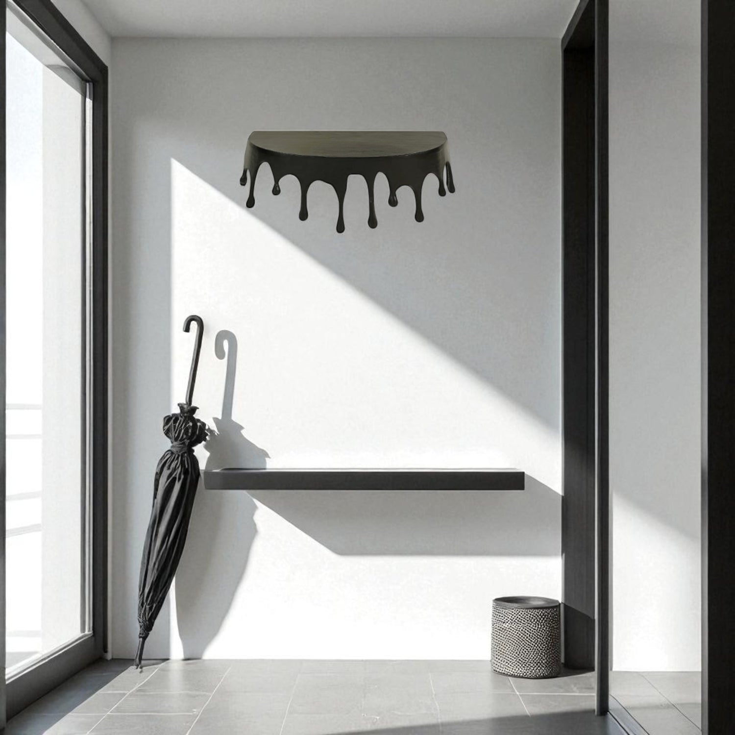 Étagère murale Drops ronde,noir mat 89,5x34xH27 cm