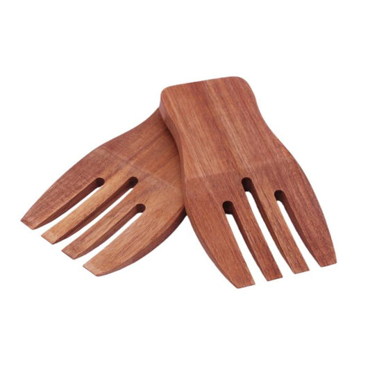 Set de 2 fourchettes salade en acacia 18x9,5 cm contact alimentaire