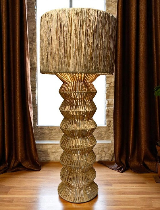 Lampadaire ACCORDÉON Rafia D40xH100cm