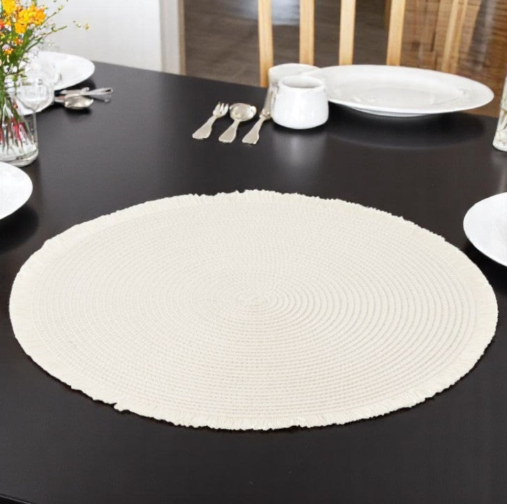 SET DE TABLE ROND PAPIER BLANC 38x38cm
