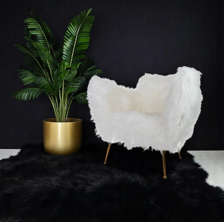 Fur chair white Chaise Fauteuil Fourrure Blanc