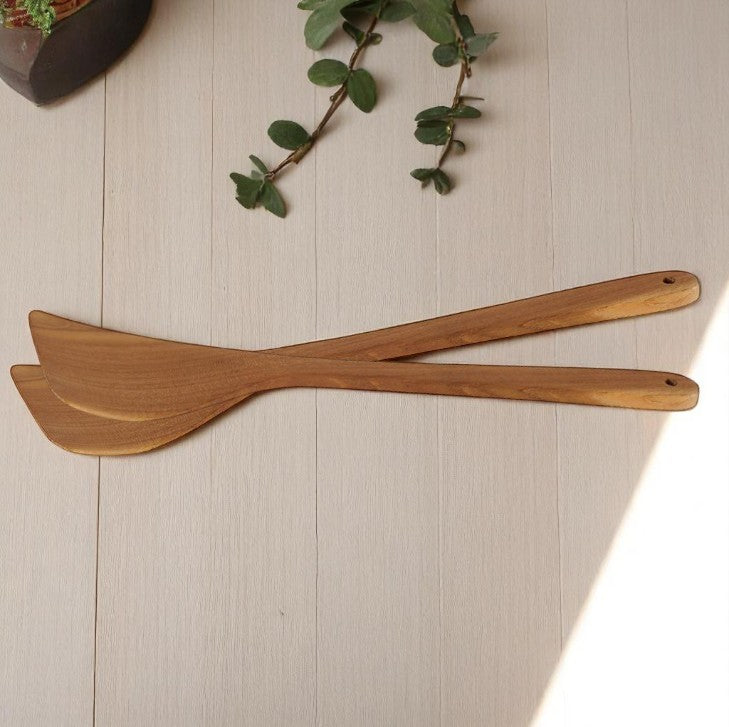 Paire Spatule Triangulaire en Teck 30 cm