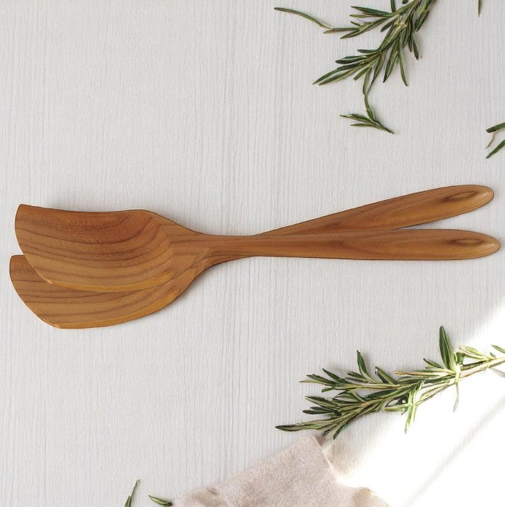 Paire Spatule Carrée en Teck 34 cm