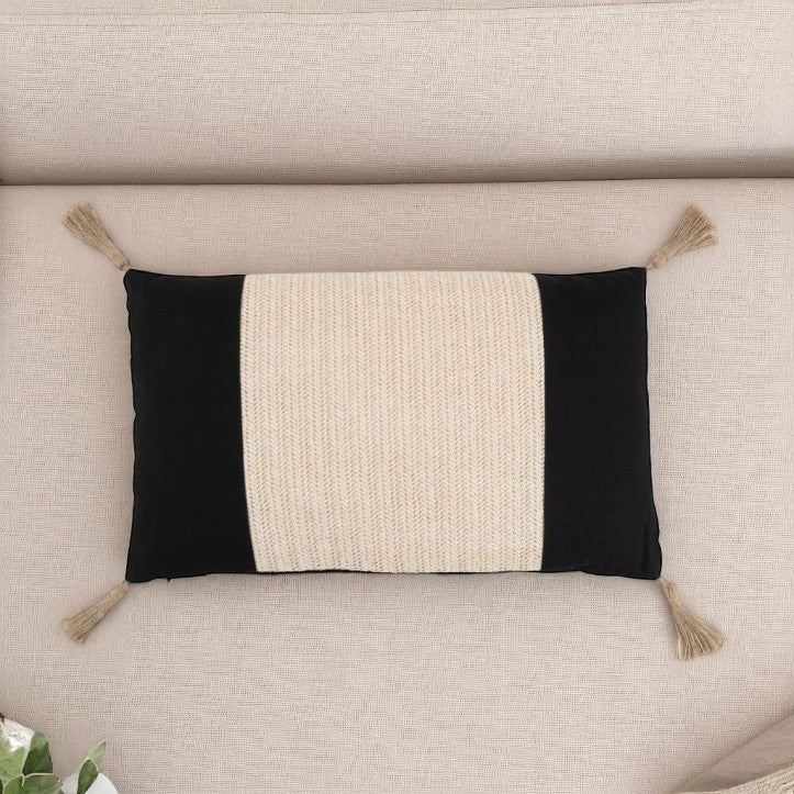 Coussin Tissu RECTANGLE Noir 30x50x11cm