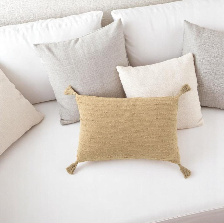 COUSSIN RECTANGLE FLOCHE COTON BEIGE FONCE 60x40x12cm