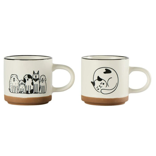 Set 2 Mugs Chien/Chat Ø9.3xH7.7 cm