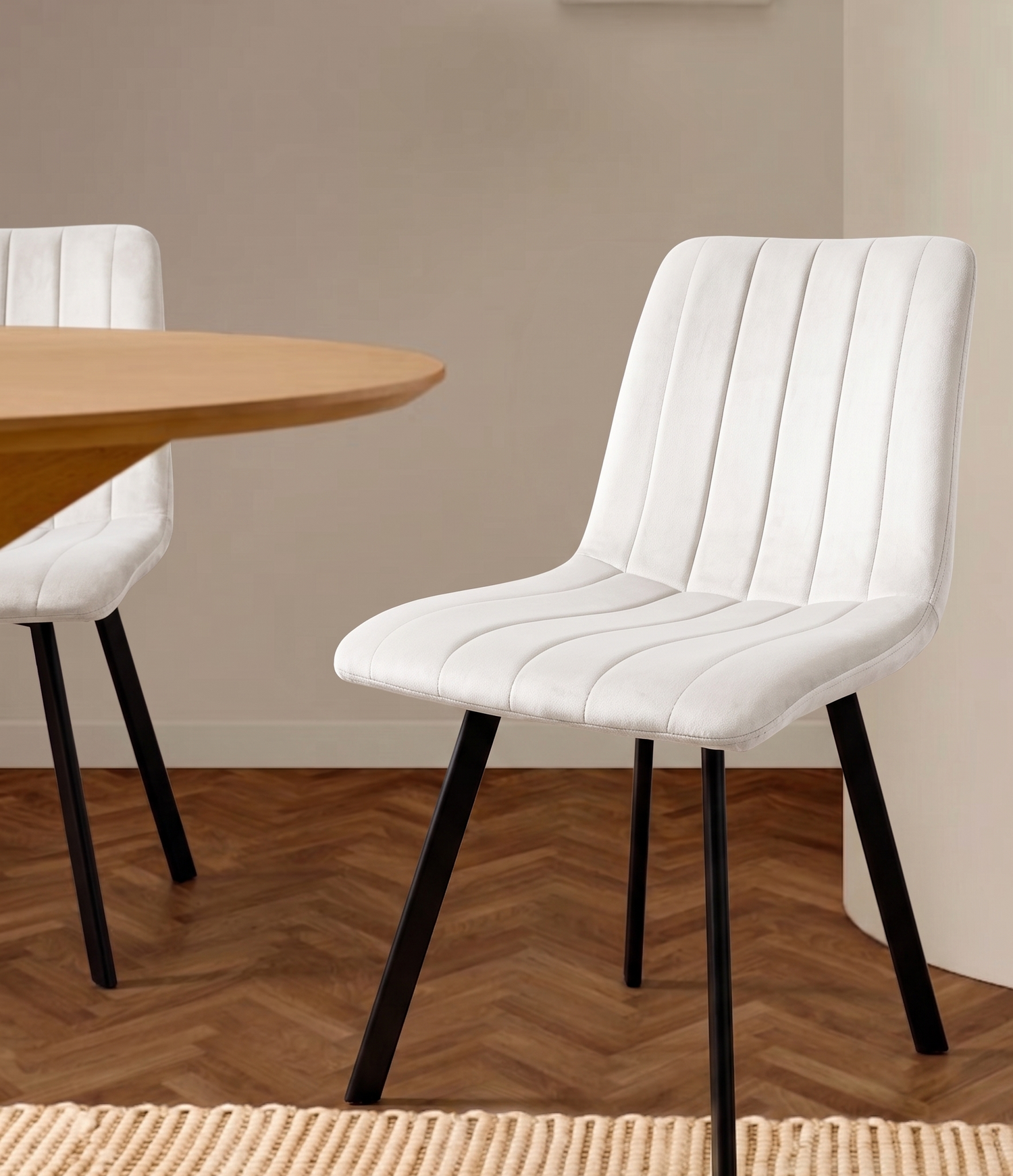 Chaise THER Velours Craie 45x50xH87cm