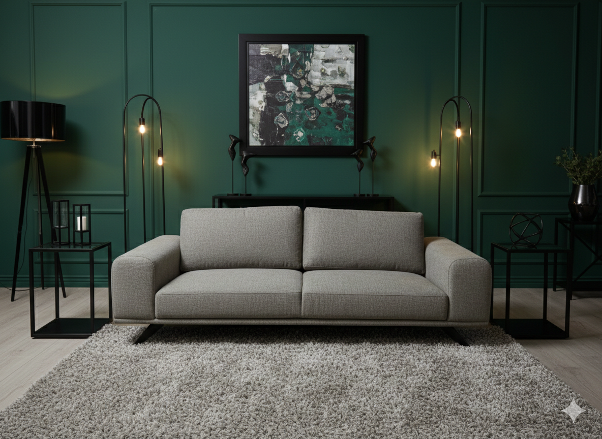 Canapé MADERE Tissu Gris 3PL 230x89xH84 cm