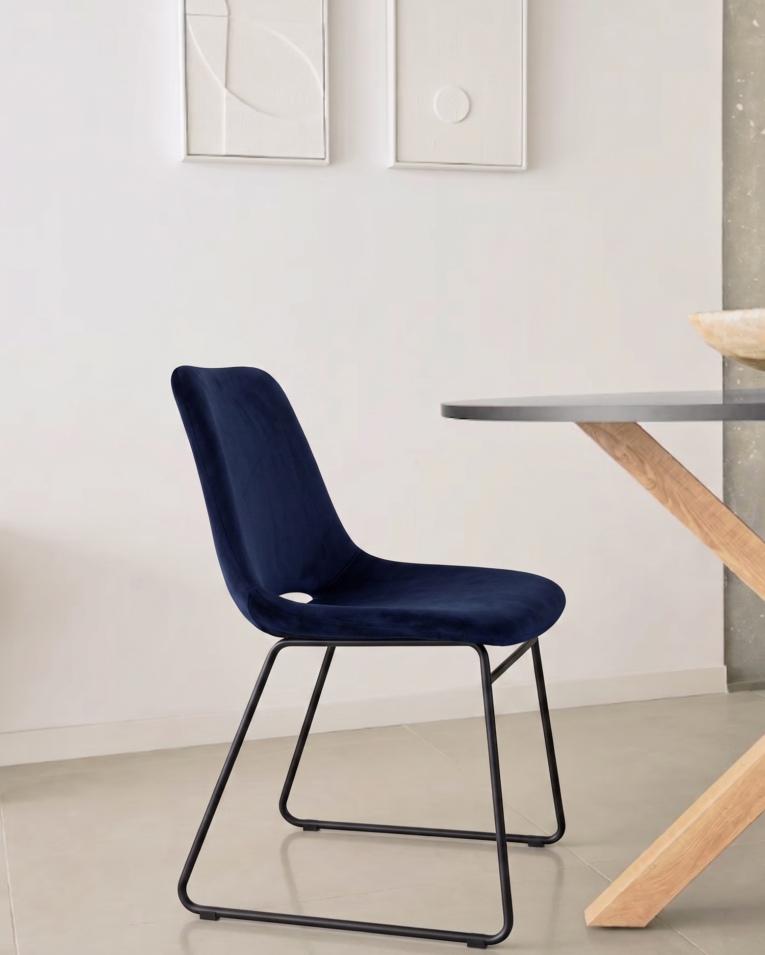 Chaise BUBBLE Velours Noire 48x52xH87cm