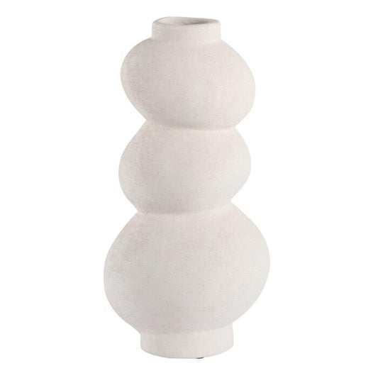 Vase en grès blanc forme galets empilés 15x13xH29.5 cm