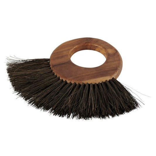 Brosse anneau en teck avec poil noir en fibre de palmier 22x2 cm