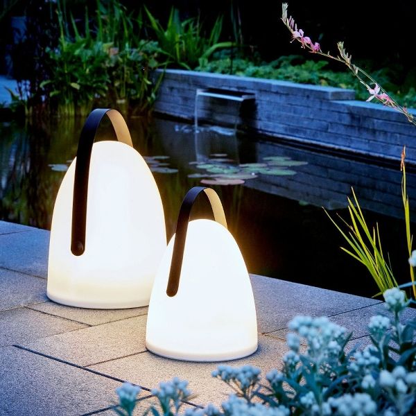 Lanterne LED avec minuterie, blanc/noir 21x30 cm