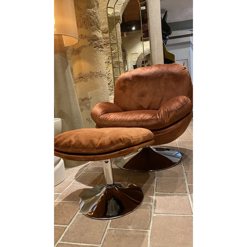 Fauteuil+ repose pied IZOP velours Fox
