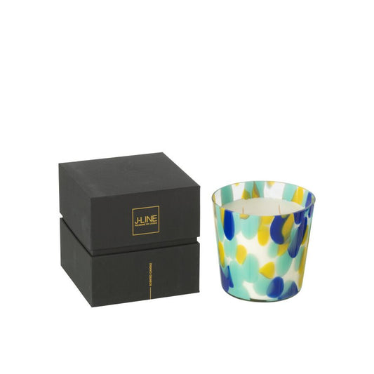 BOUGIE SENTEUR NOA BLEU/JAUNE 13x13x13cm