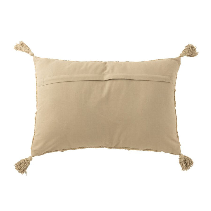 COUSSIN RECTANGLE FLOCHE COTON BEIGE FONCE 60x40x12cm