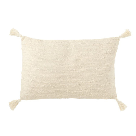 COUSSIN RECTANGLE FLOCHE COTON CREME 60x40x12cm