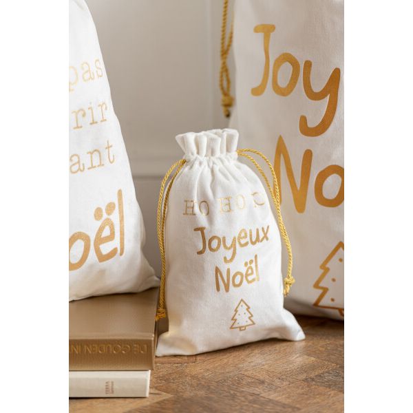 Sac de Noël Blanc Or H50 cm