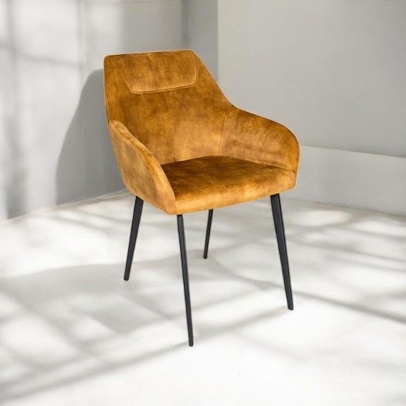 Chaise SOMAN velours Moutarde 57x61xH82cm