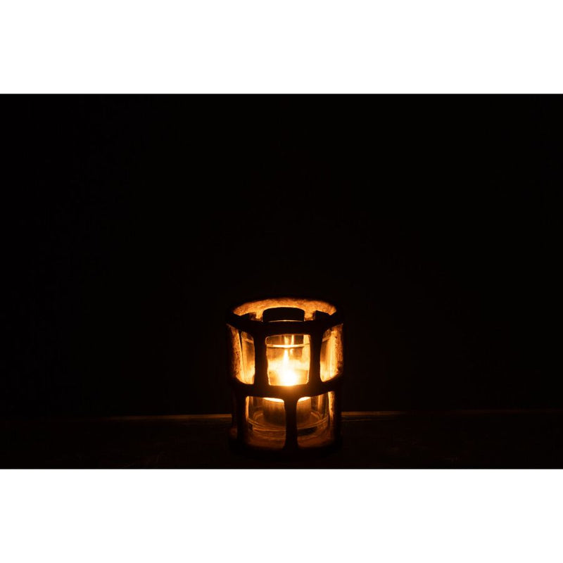 PHOTOPHORE ANTIQUE VERRE 10x10x12cm