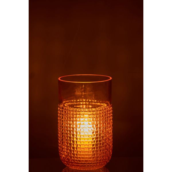 VASE MOTIF VERRE ORANGE 11.5x11.5x22.5cm