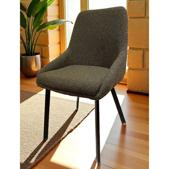 Chaise MARIZAN Tissu Bouclette Kaki 50x50xH86cm