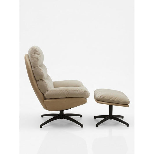 Fauteuil Relax + Repose Pieds RIALTO Beige Ø80xH105cm