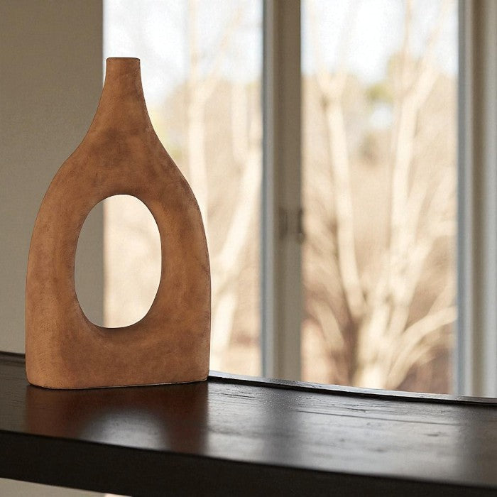 Vase en terre cuite terracotta ajouré 25,5x8xH34 cm