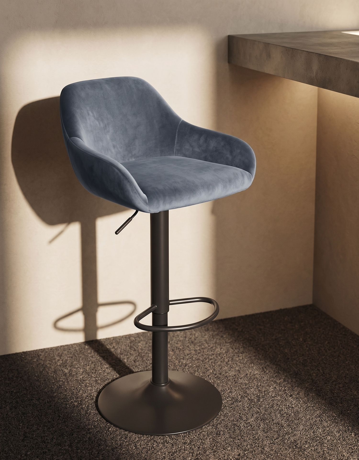 Tabouret de bar soman velours Bronze 51x51xH107cm