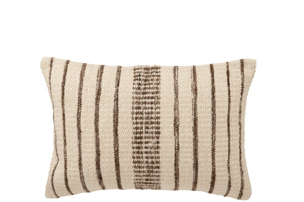 COUSSIN RECT LIGNÉ COT ECRU/MARRON 40x60 cm
