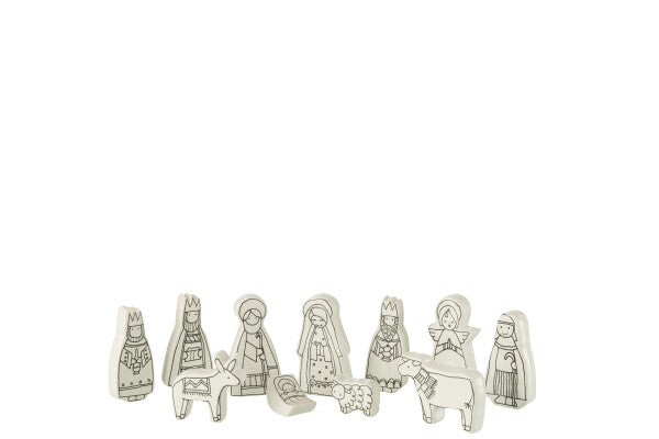 CRECHE 11PCS BLANC/NOIR 5x2xH9 cm