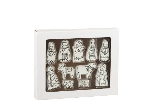CRECHE 11PCS BLANC/NOIR 5x2xH9 cm