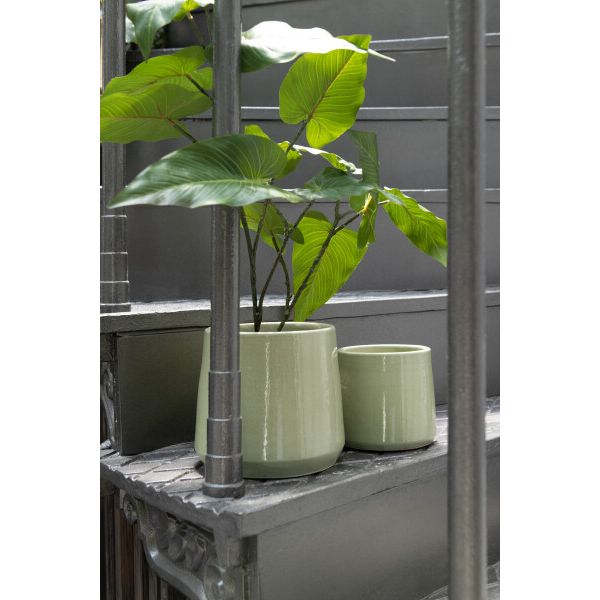 Cachepot Rond Céramique Vert L Ø26xH26 cm