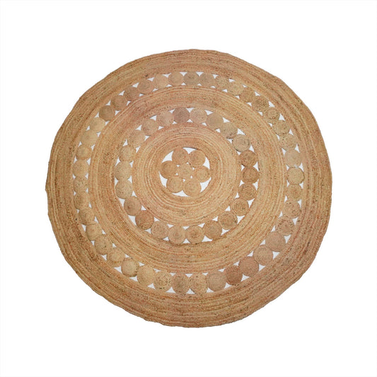 Tapis JUTE ROND Naturel Ajouré D250cm