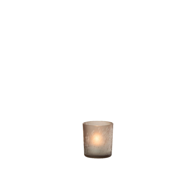Photophore HERBE Verre Beige 7,5x7,5xH8 cm
