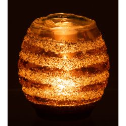Photophore Lignes Verre Marron 9x9xH9 cm