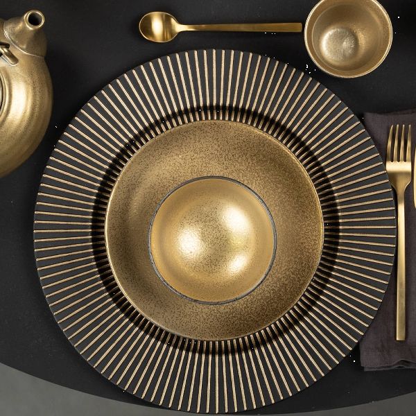 Assiette à dessert Ceylon, noir/or, porcelaine,D 20cm