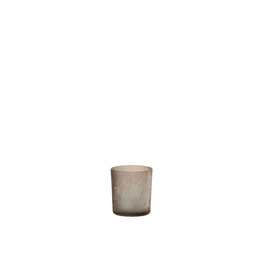 Photophore HERBE Verre Beige 7,5x7,5xH8 cm