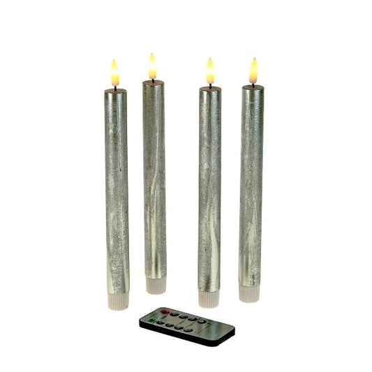 Set de 4 bougies LED, argentées