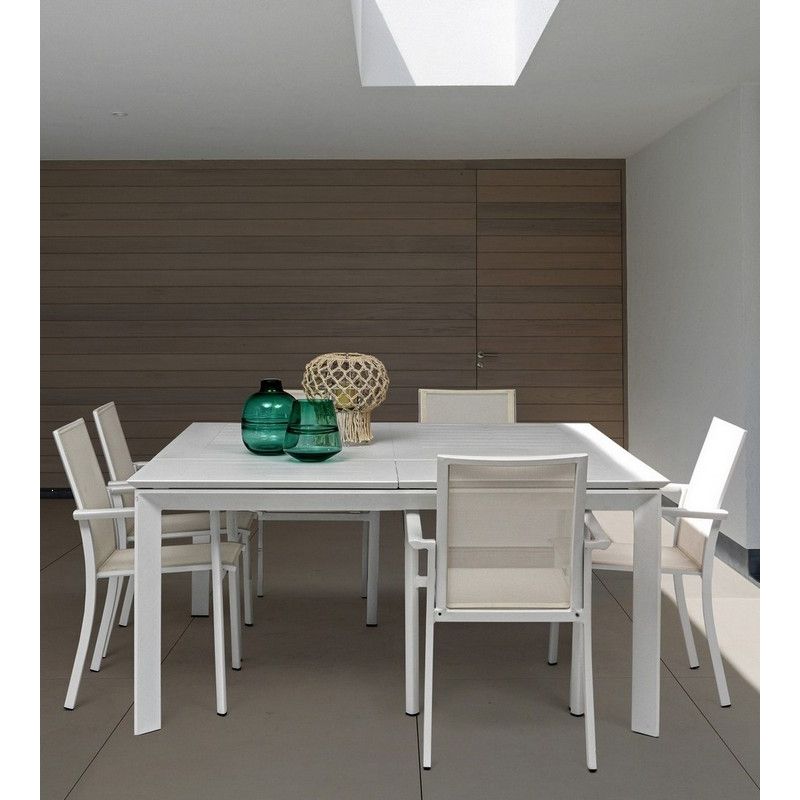 Table REPAS Extérieur KONNOR Blanc 110x160xH76 cm
